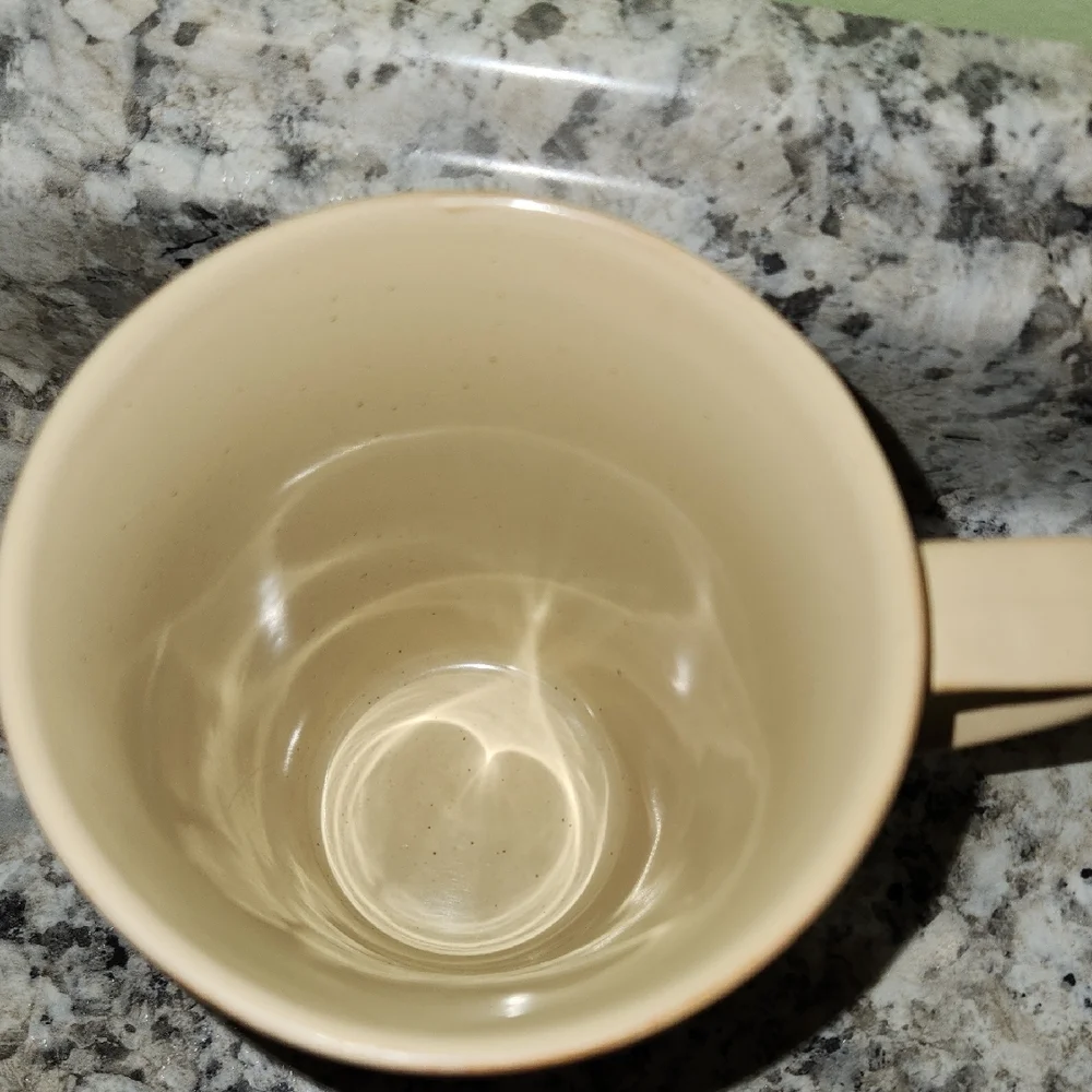 Pier 1 Cream and Red Mug Pair